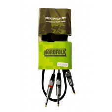 NordFolk NYC275/3M  кабель инсертный 6.35 Jack stereo <=> 2 x 6.35 Jack mono, металл разъёмы, 3 м