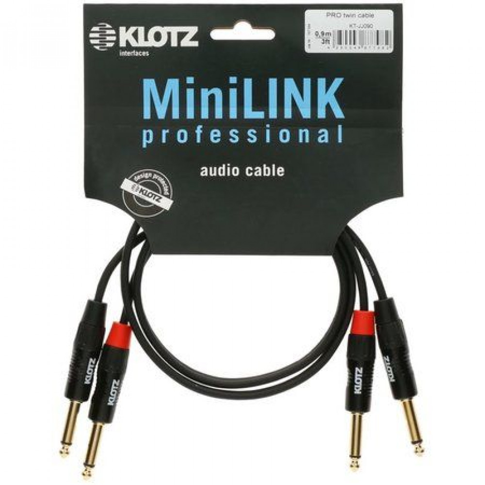 Klotz KT-JJ300  кабель межкомпонентный 2 JACK - 2 JACK, 3 м, позолоченные разъемы, металл