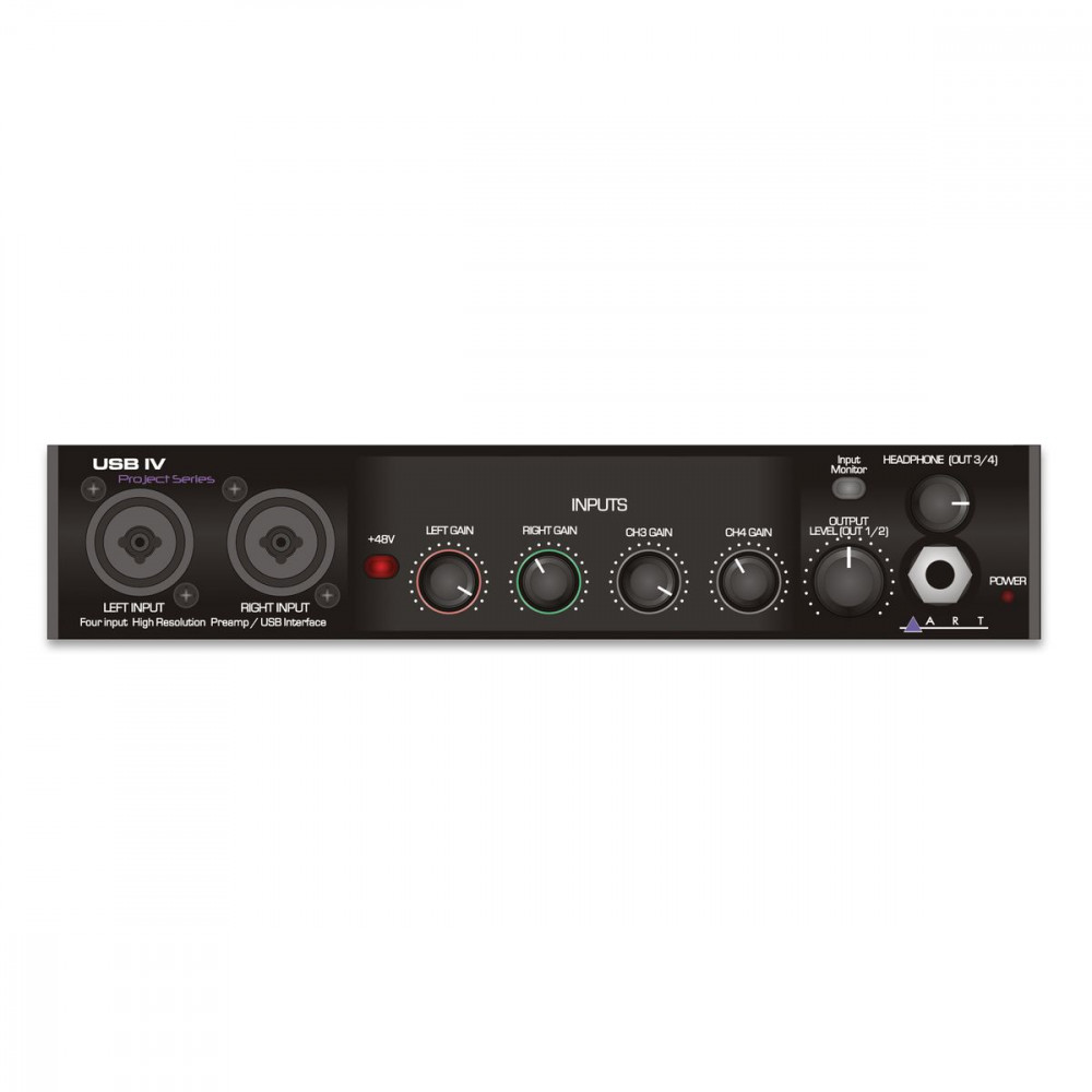 Аудио USB-интерфейс ART USB IV, 32бит/192кГц, 4in/4out, MIDI I/O , выход наушники