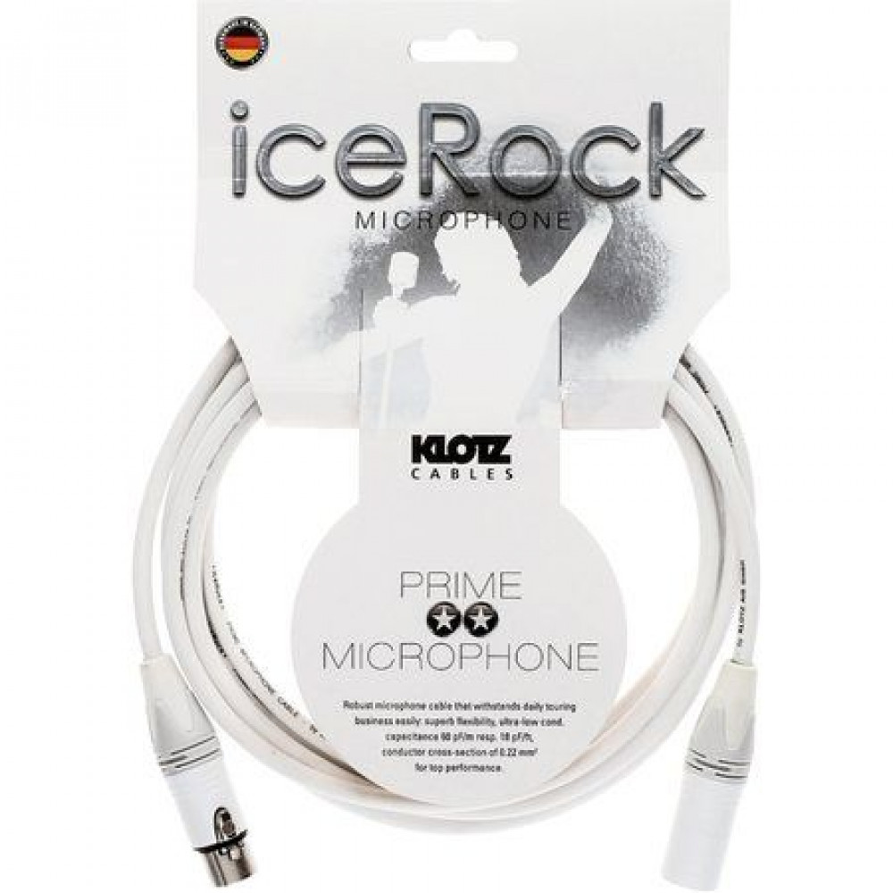 Klotz IRFM0300  микрофонный кабель XLR(F)/XLR(M), 3 м, белый, разъемы Neutrik