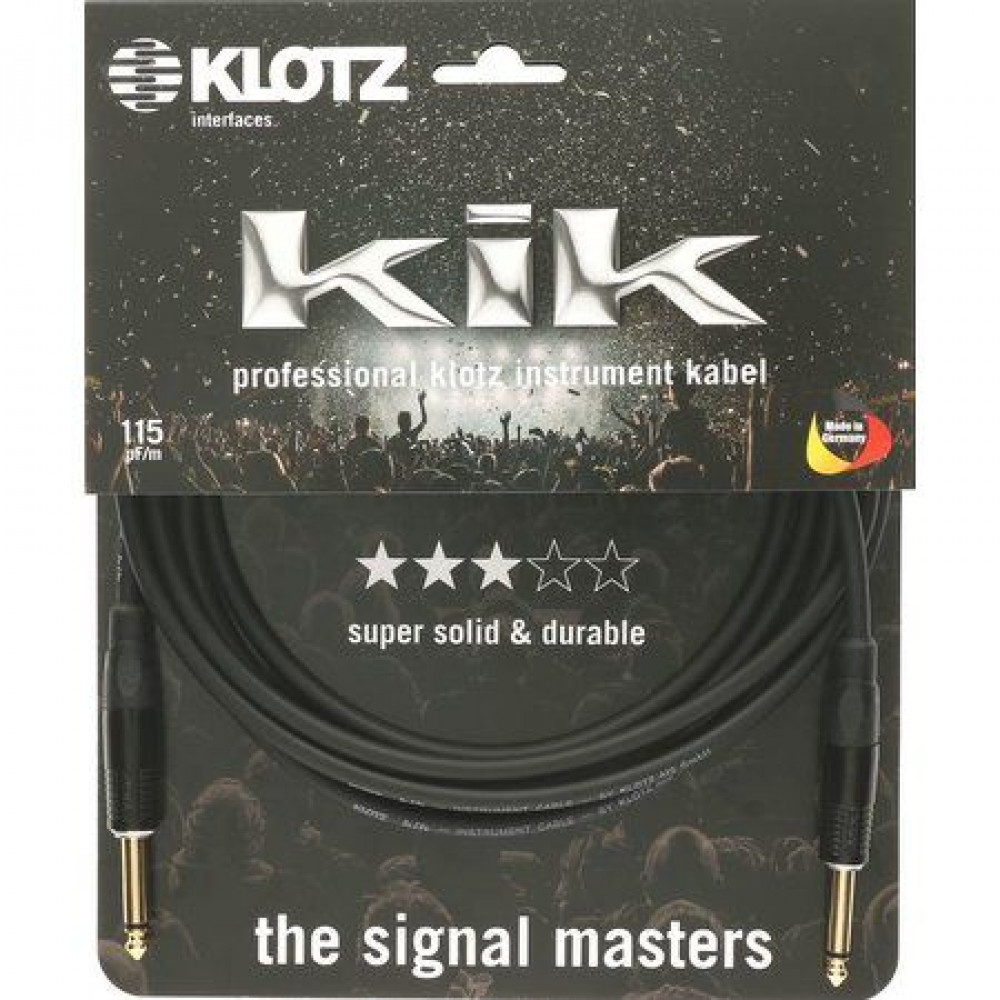 Klotz KIKKG3.0PPSW  инструментальный кабель джек моно/джек моно, 3 м, позолоченные разъемы Klotz