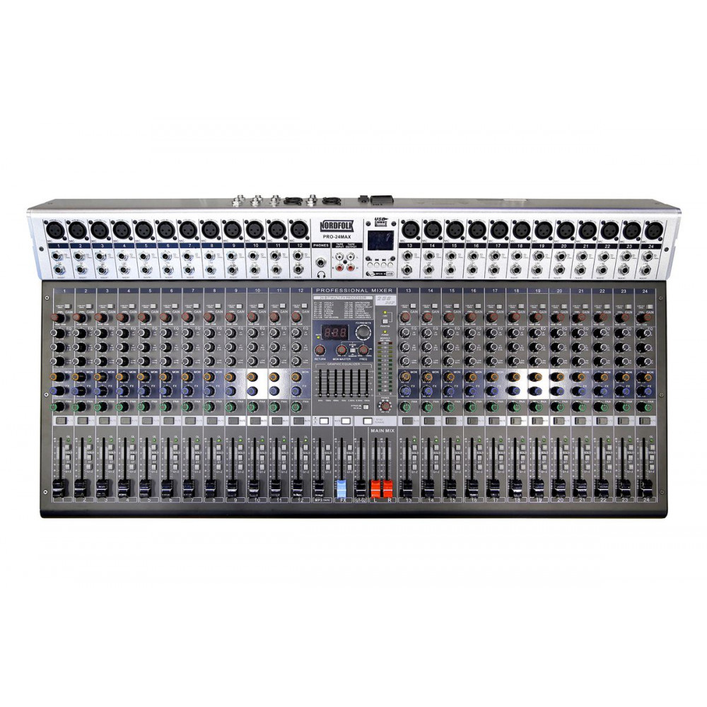 Микшерный пульт Nordfolk PRO-24MAX, 24 каналов,1 стерео, DSP, MP3 плеер, EQ