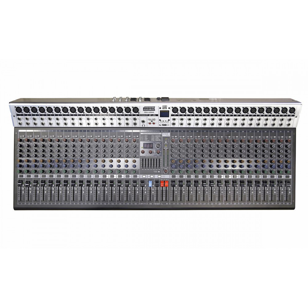 Nordfolk PRO-32MAX  микшерный пульт, 32 каналов, 1 стерео,DSP, MP3 плеер, EQ
