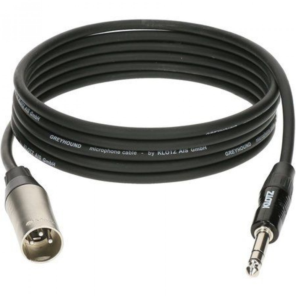 Klotz GRG1MP06.0  GREYHOUND микрофонный кабель XLR(M)/cтерео джек, 6 м, черный, разъемы Klotz