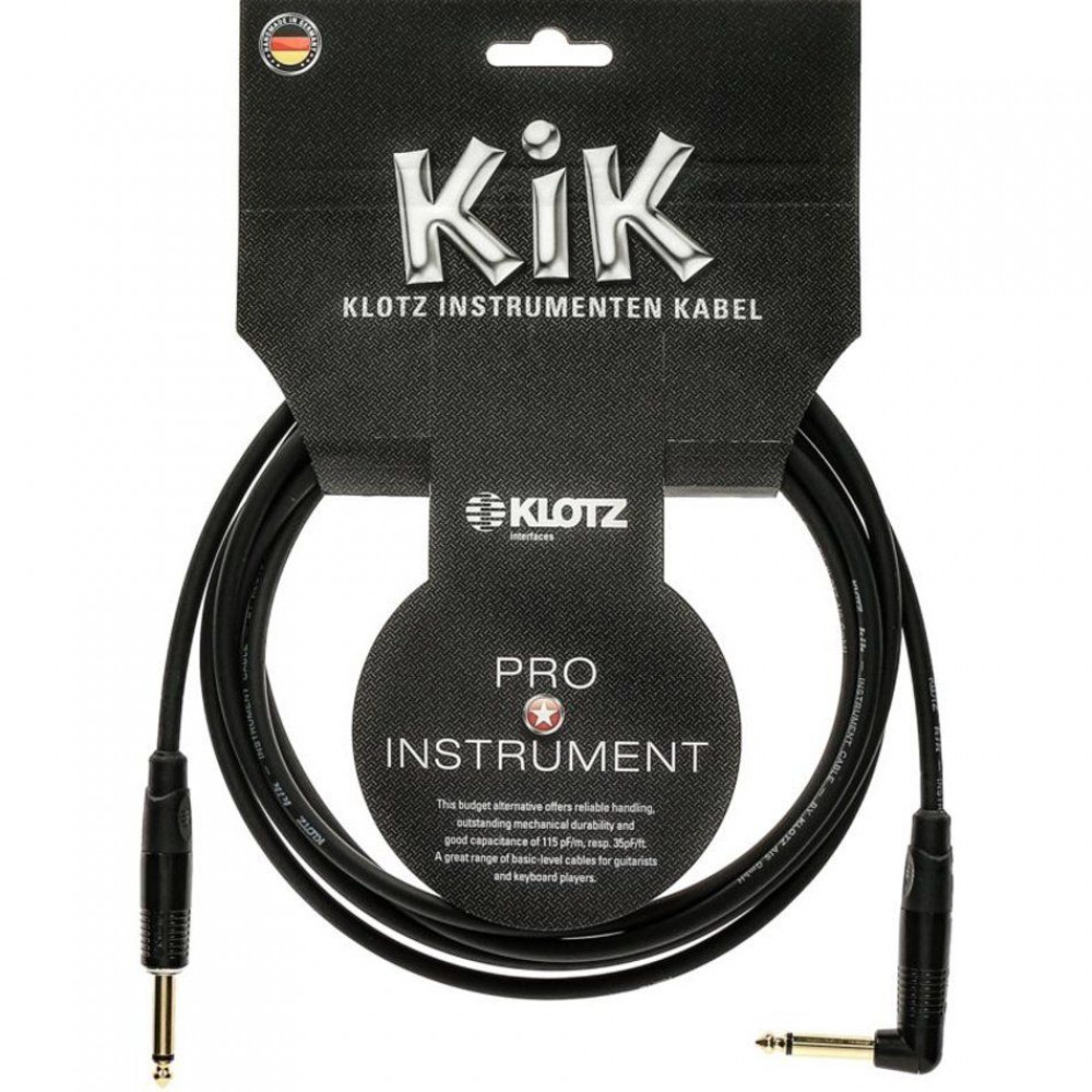 Klotz KIKKG4.5PRSW  инструментальный кабель джек / угл джек моно, 4,5 м, позолоченные разъемы Klotz