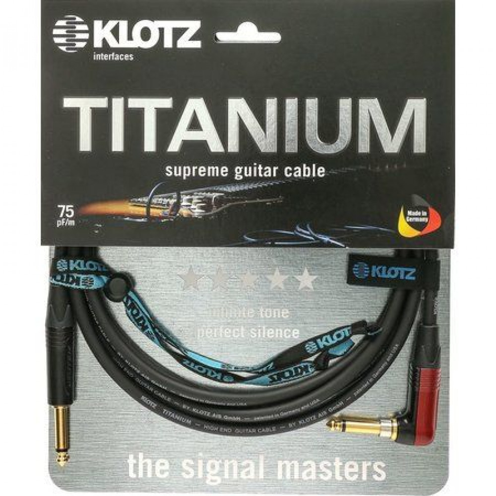 Klotz TIR-0450PSP  TITANIUM инструментальный кабель моно джек/угл моно джек, 4,5 м, разъемы Klotz