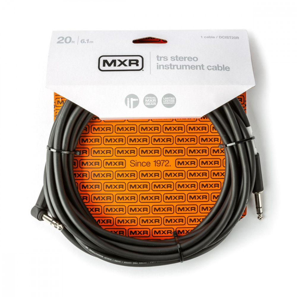 MXR DCIST20R  стерео инструментальный кабель, 6 м, прямой и угловой джеки