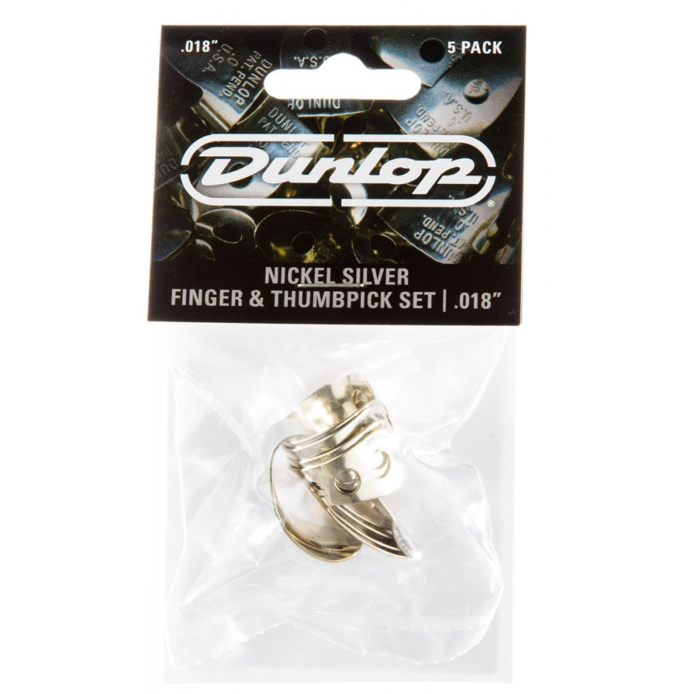 Dunlop 33P018 Nickel Silver Fingerpick 5Pack  когти, толщина 0.18 мм, 5 шт.
