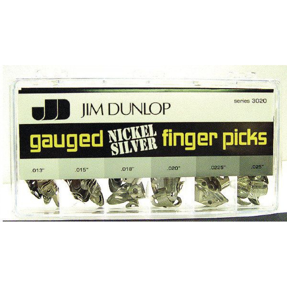 Dunlop 3020 Nickel Silver Fingerpick Display  короб с когтями, 013, 015, 018, 020, 0225, 025 по 20шт