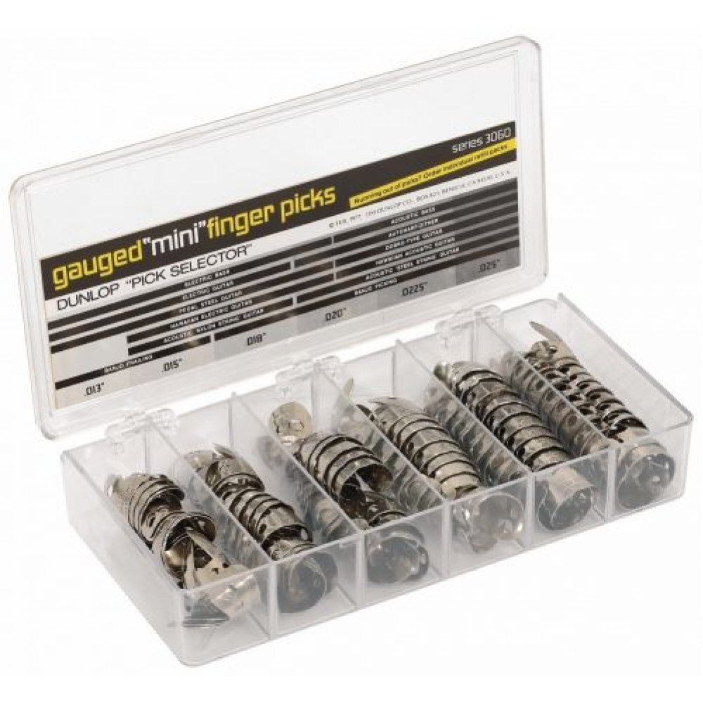 Dunlop 3060 Nickel Silver Fingerpick Mini Display  короб с когтями, 013,015,018,020,0225,025 по 20шт