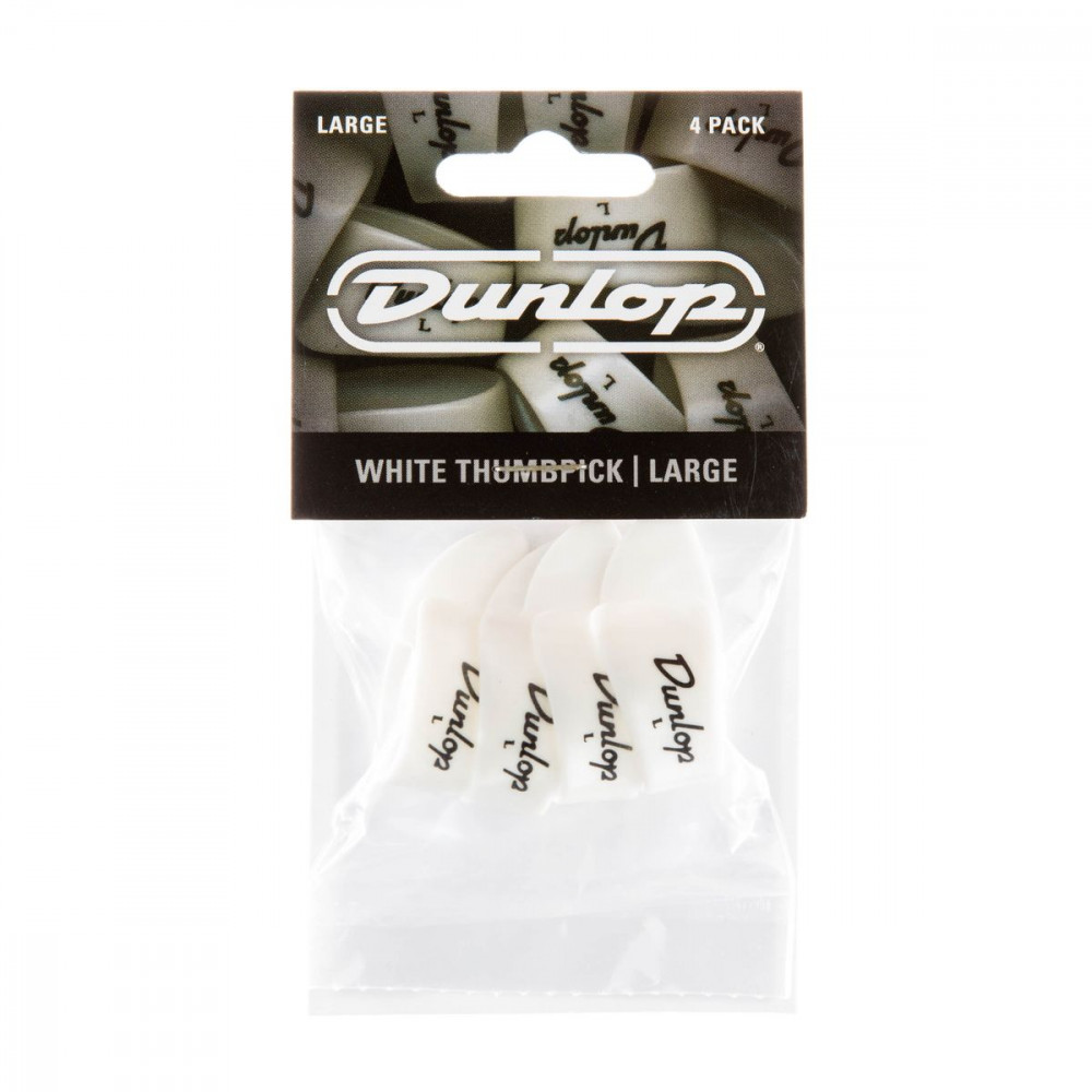 Dunlop 9003P Plastic Thumbpick White 4Pack  когти на большой палец, жесткие, белые, 4 шт.