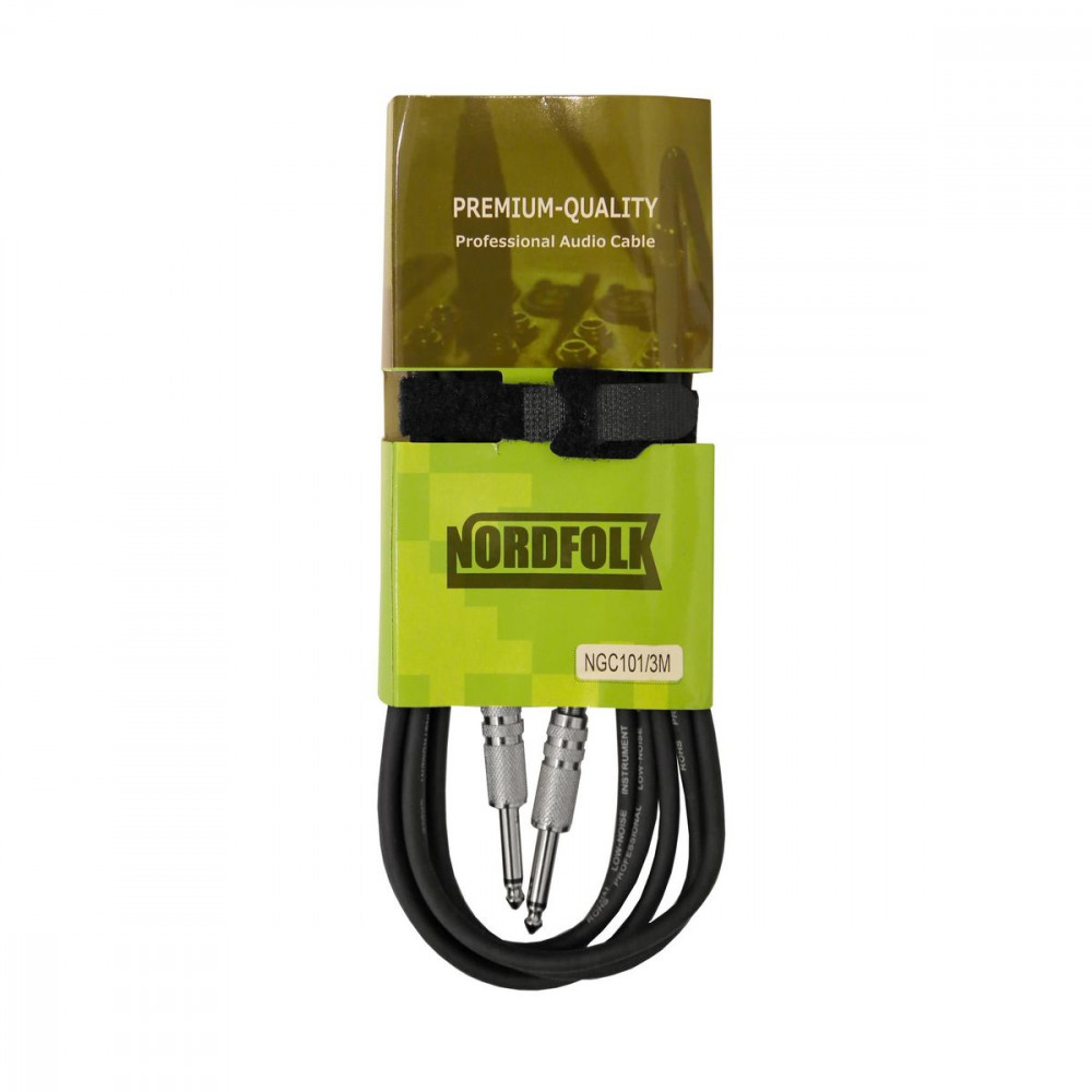 Nordfolk NGC101/3  кабель 6.35 mm Jack mono <=> 6.35 mm Jack mono,  Ø 6 мм,  металл разъем, 3 метра