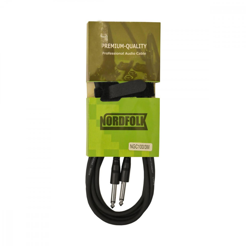 Nordfolk NGC100/3  кабель 6.35 mm Jack mono <=> 6.35 mm Jack mono,  Ø 6 мм,  пластиковый разъем, 3 м