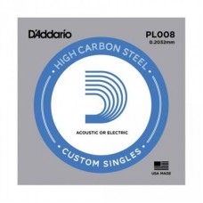 D`Addario PL008  отдельная струна ,008" из стали без обмотки для акустической и электрической гитары