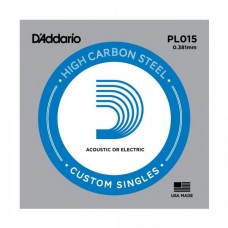 D`Addario PL015  отдельная струна ,015" из стали без обмотки для акустической и электрической гитары