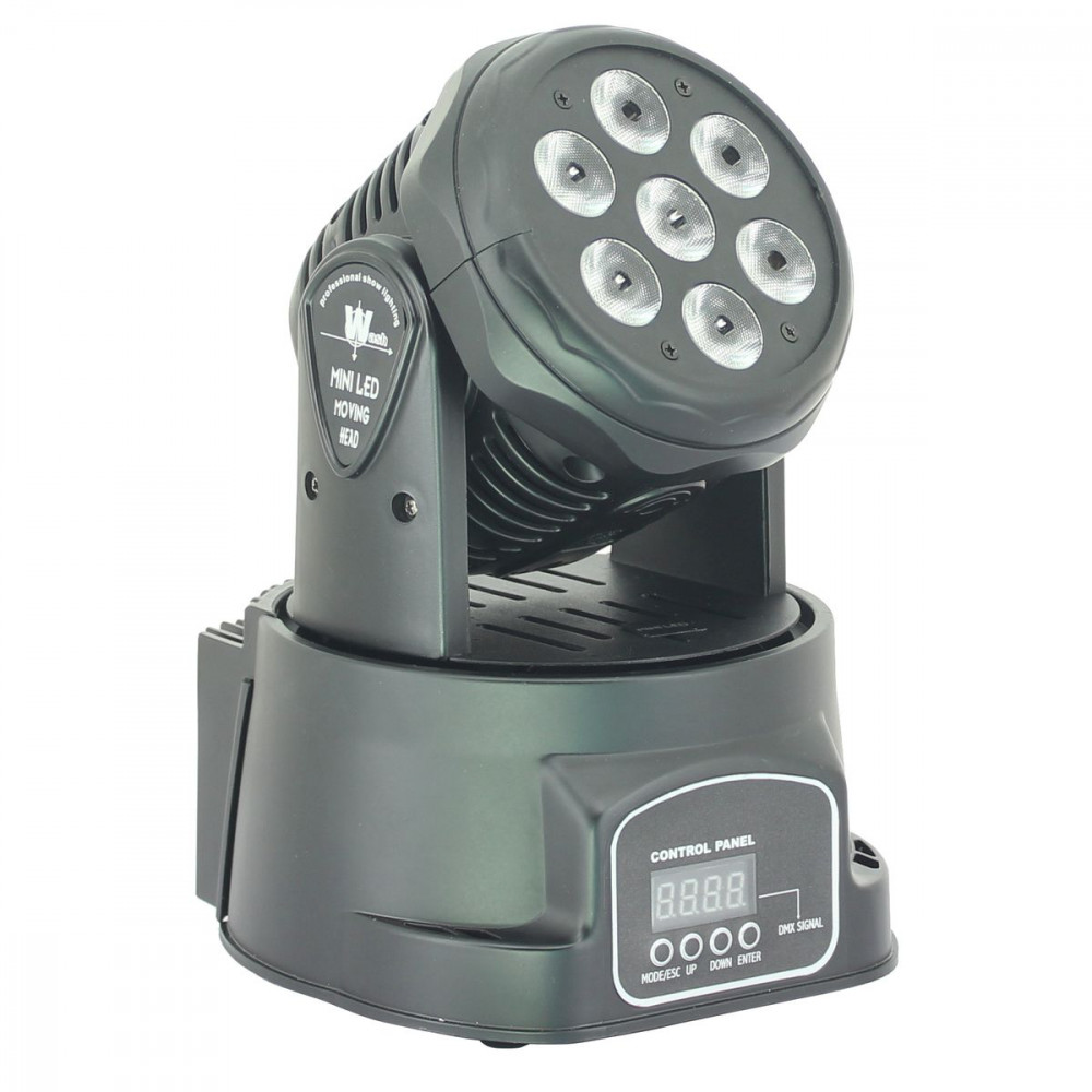 AstraLight NC-L18F  вращающаяся  голова, WASH, 7 LED x 12W,DMX, авто, звук.актив. Master/slave