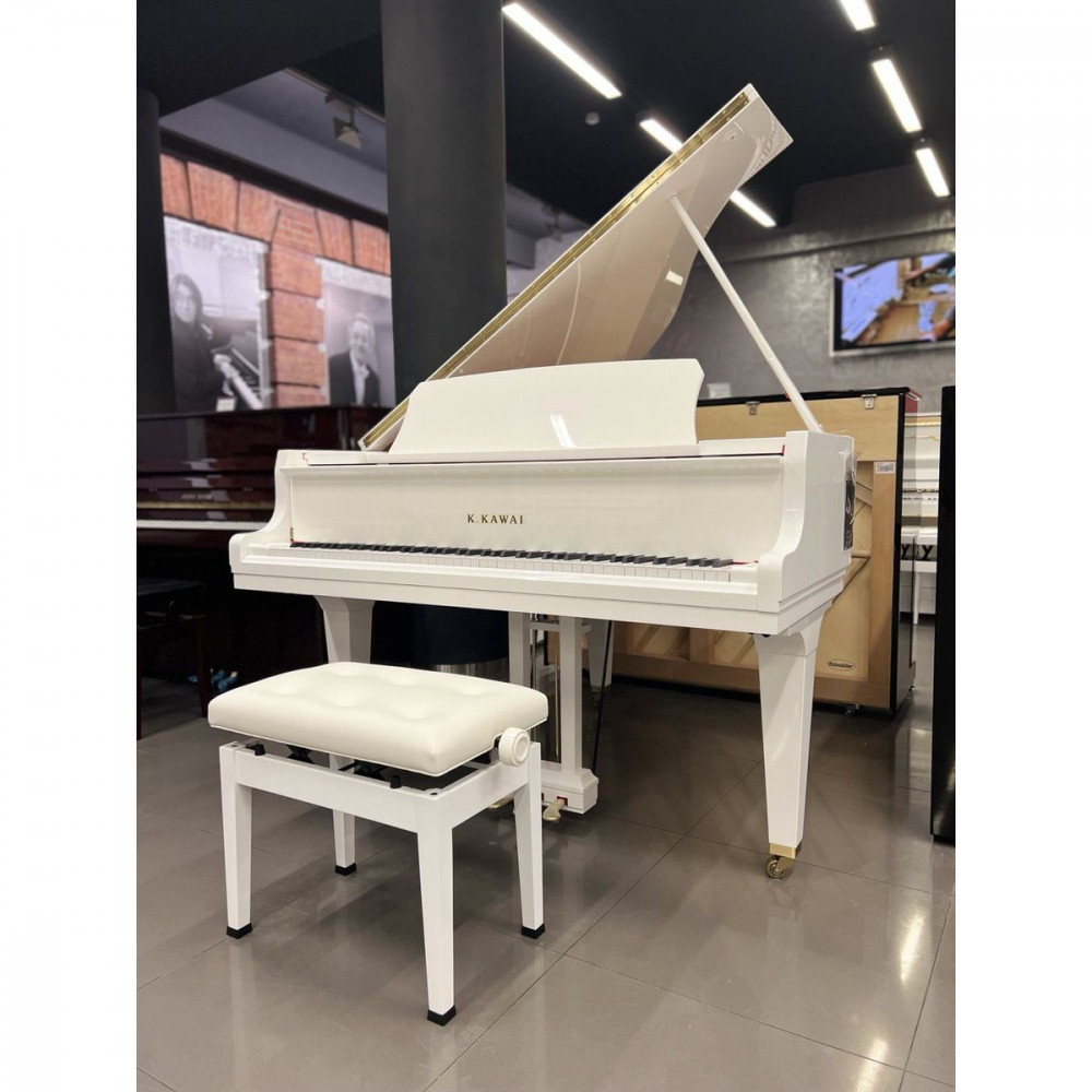Kawai GL-10 WH/P  акустический рояль с банкеткой, длина 153 см, цвет белый полированный, Индонезия