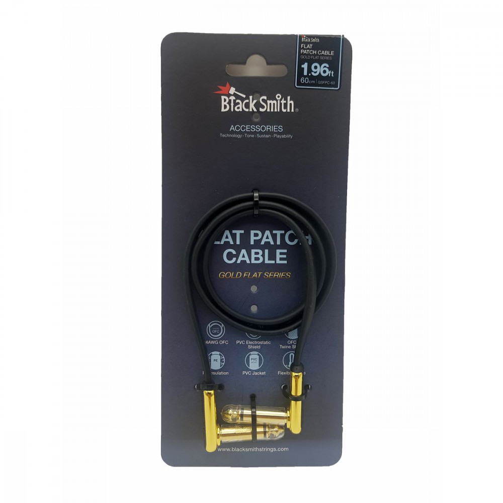 BlackSmith Patch Cable Gold Flat 1.96ft GSFPC-60  патч-кабель, 60 см, угл Jack/угл Jack, позол конт