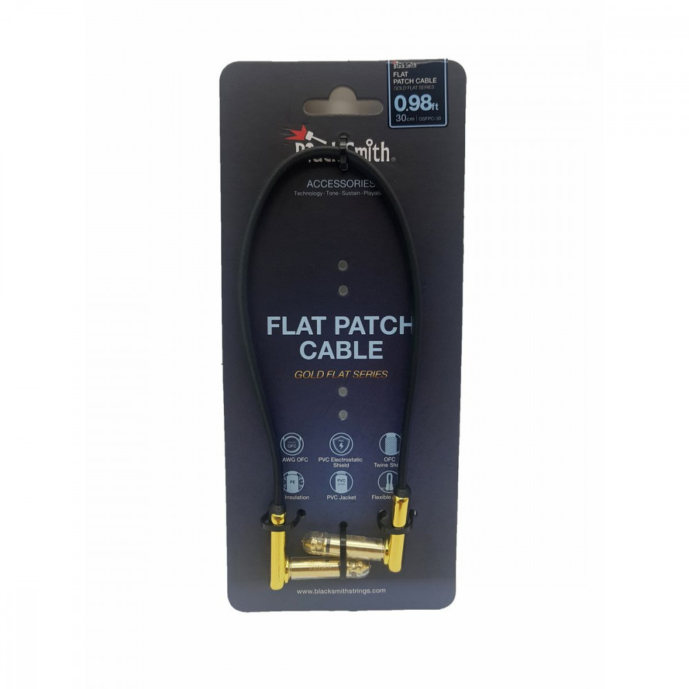 BlackSmith Patch Cable Gold Flat 0.98ft GSFPC-30  патч-кабель, 30 см, угл Jack/угл Jack, позол конт