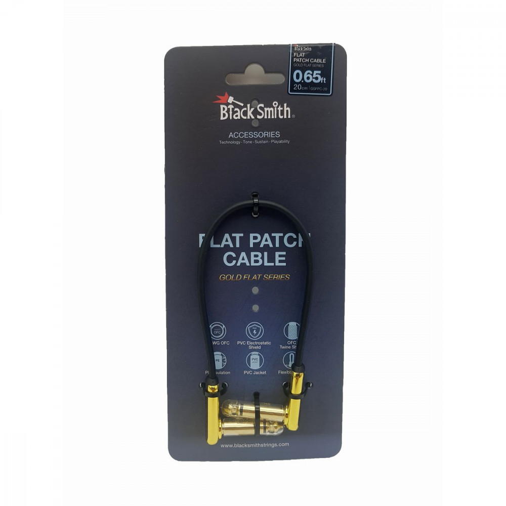 BlackSmith Patch Cable Gold Flat 0.65ft GSFPC-20  патч-кабель, 20 см, угл Jack/угл Jack, позол конт