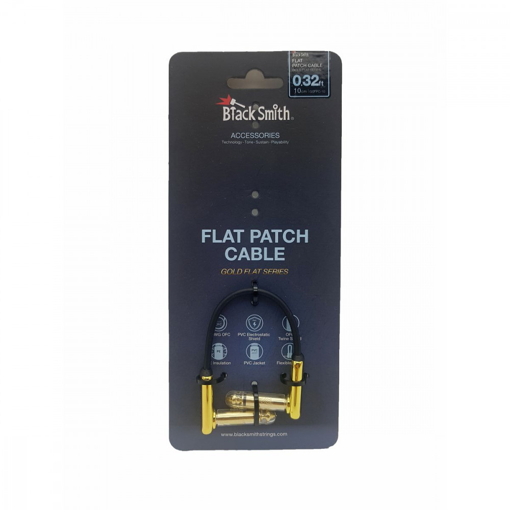 BlackSmith Patch Cable Gold Flat 0.32ft GSFPC-10  патч-кабель, 10 см, угл Jack/угл Jack, позол конт