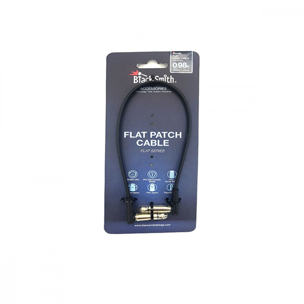 BlackSmith Flat Patch Cable 0.98ft FPC-30  патч-кабель, 30 см, угл Jack/угл Jack, черный