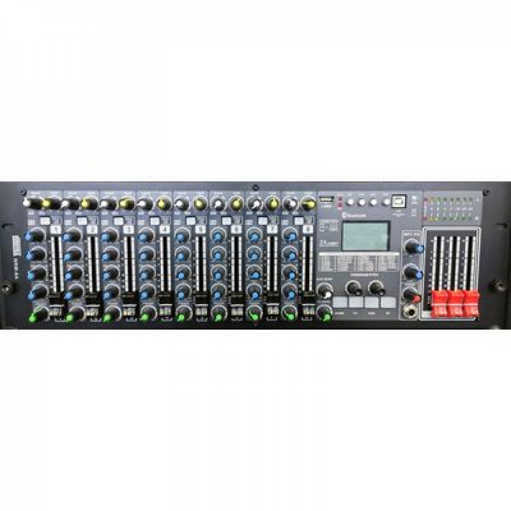 Nordfolk NRM-8A  рэковый активн микш пульт, 2х300 Вт/ 8 Ом, 8 микр/лин,USB, DSP, MP3 плеер