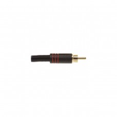 NordFolk NCR5742R  разъем RCA (тюльпан),кабель Ø 5-6 мм, металл, черн/позолоч, красн кольцо