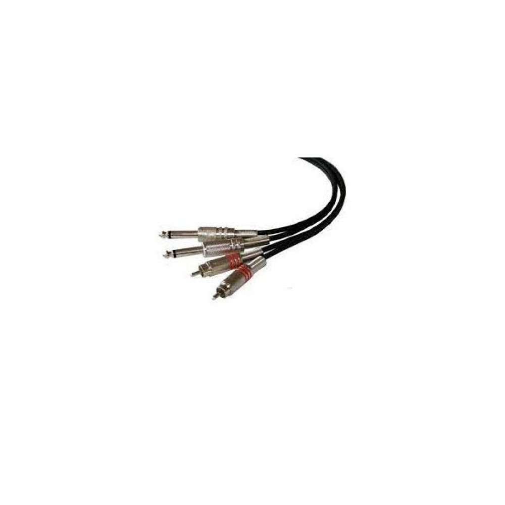 Nordfolk NRJ154/3M  кабель 2 х 6,35 Jack TS  - 2 х RCA, металл разъёмы, 3 м.