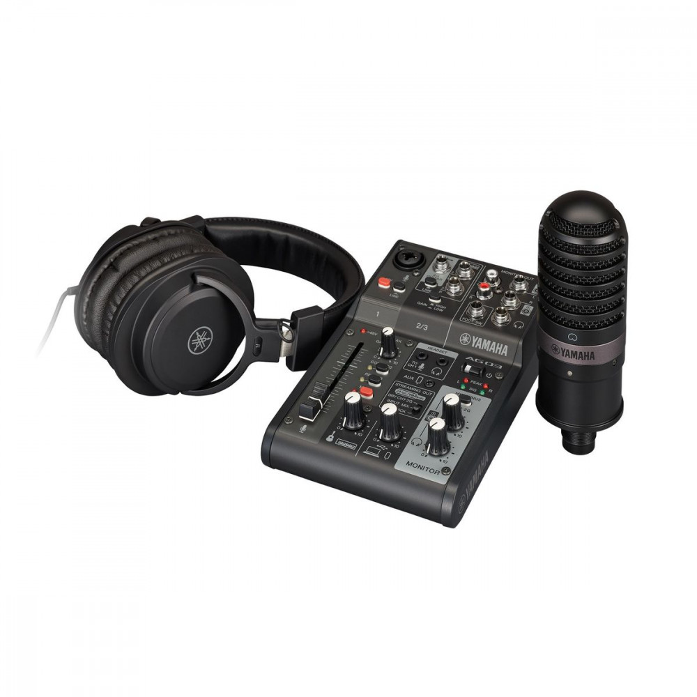 Комплексный пакет YAMAHA AG03MK2 Black LSPK, AG03MK2+YCM01- конд микр+YH-MT1- наушники