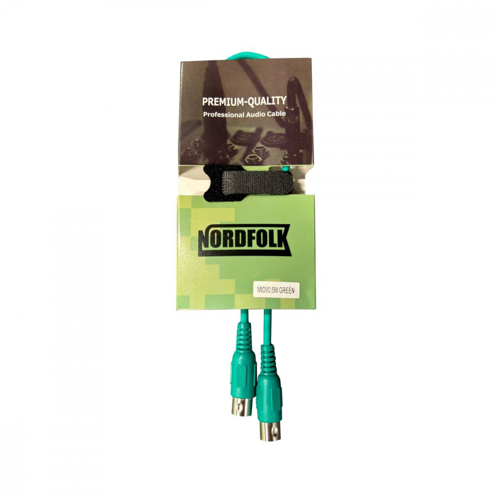 Nordfolk MIDI/0,5M GRN  кабель MIDI, литые разъемы, кабель 5 мм, зеленый, 0,5 метра
