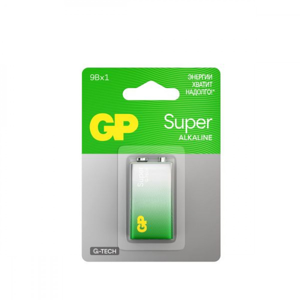 GP Super G-Tech 6LR61/1604A 9V  батарейка крона в блистере 9В