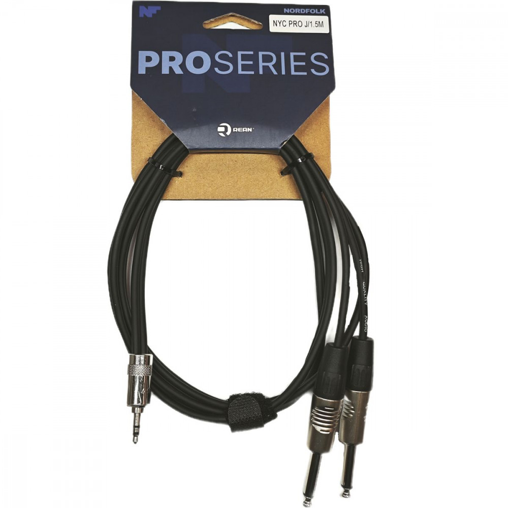 Nordfolk NYC PRO J/1.5M  кабель 3.5 мм  stereo - 2 x 6,3 мм mono, разъемы REAN, 1.5 м.
