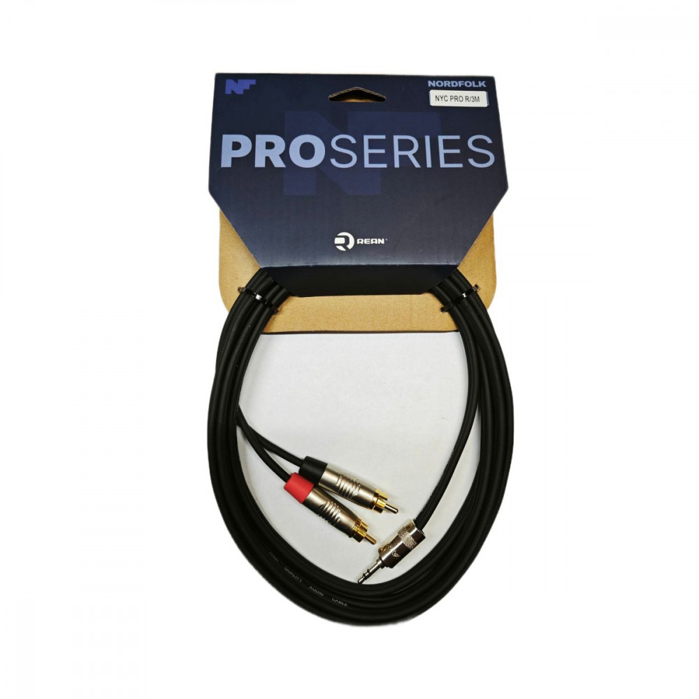 Nordfolk NYC PRO R/3M  кабель Minijack stereo - 2 x RCA, REAN,  3 м.