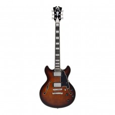 D'Angelico Premier Mini DC Brown Burst  полуакустическая гитара с чехол, форма 339, цвет коричневый