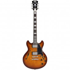 D'Angelico Premier Mini DC Dark Iced Tea Burst  полуакустическая гитара с чехлом, форма 339