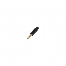 Rean RP2C-B  разъем Jack 6.3мм, металлический черный корпус, золоченые контакты, для кабеля Ø 4-6мм