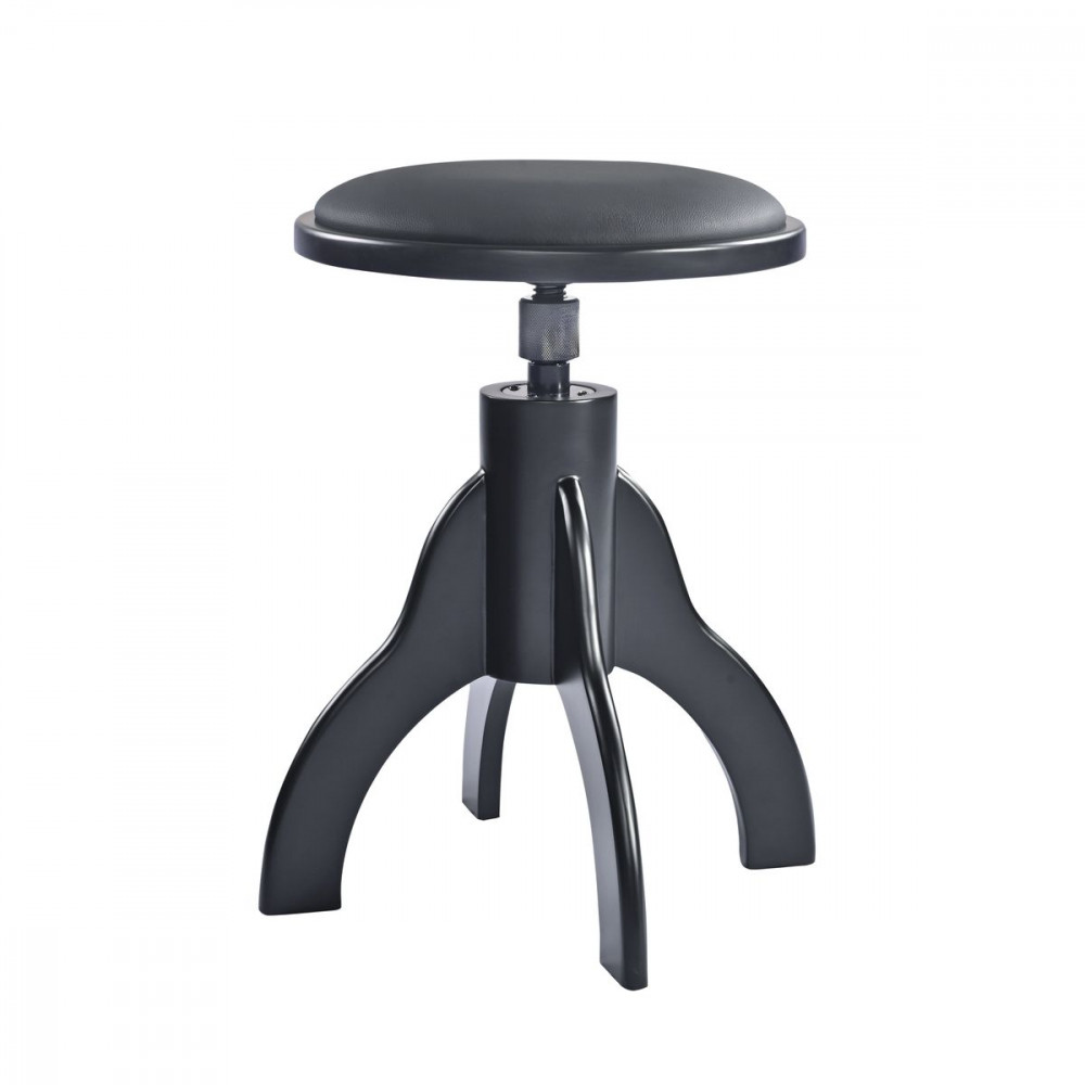 K&M 13850-200-20  стул для пианиста круглый, черный, кожзам, поворотный шпиндель 485 - 625 мм