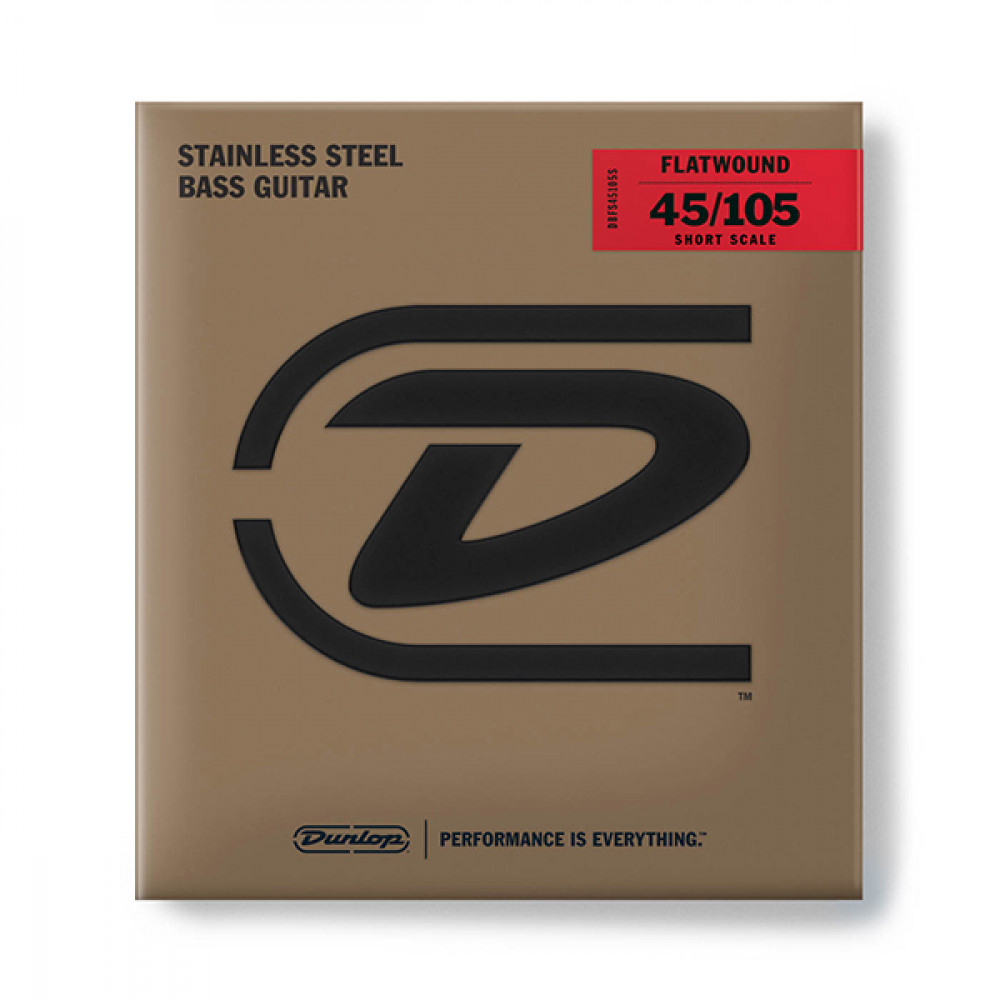 DBFS45105S Flatwound Short Scale Комплект струн для бас-гитары, сталь, 45-105, Dunlop