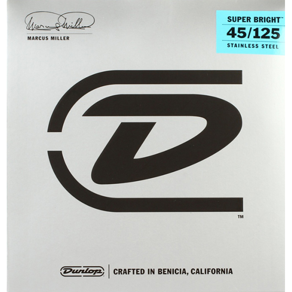 DBMMS45125 Marcus Miller Super Bright Комплект струн для 5-стр бас-гитары,нерж.сталь, 45-125, Dunlop