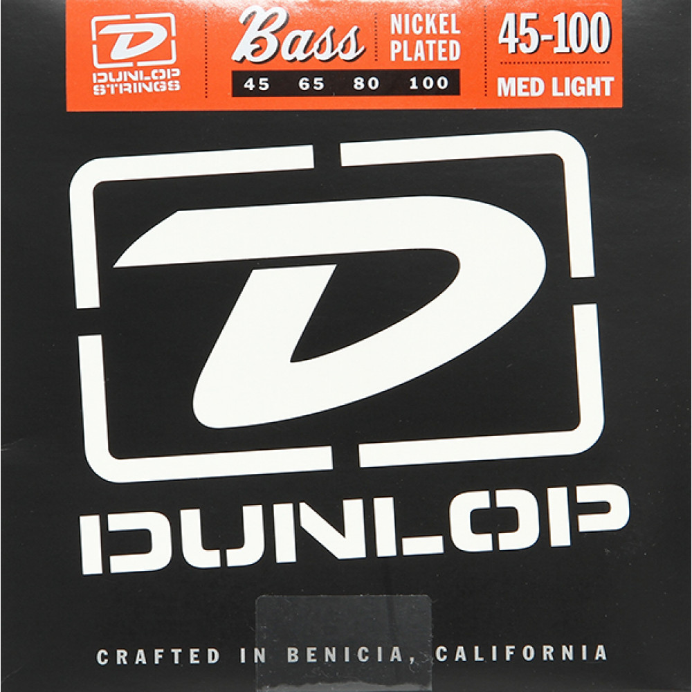 DBN45100 Комплект струн для бас-гитары, никелированные, Medium Light, 45-100, Dunlop