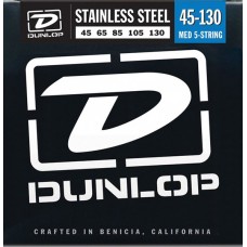 DBS45130 Комплект струн для 5-струнной бас-гитары, нерж.сталь, Medium, 45-130, Dunlop