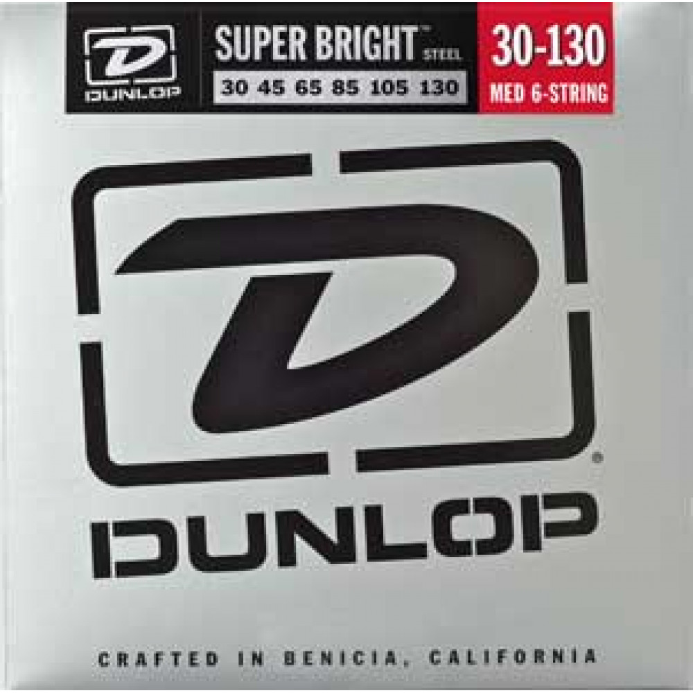 DBSBN30130 Super Bright Комплект струн для 6-струнной бас-гитары, никел., Medium, 30-130, Dunlop