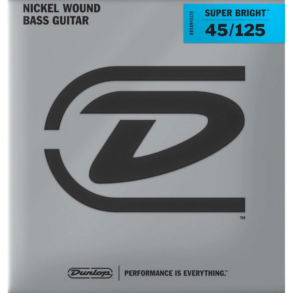 DBSBN45125T Super Bright Tapered Комплект струн для 5-струнной бас-гитары, никелир., 45-125, Dunlop