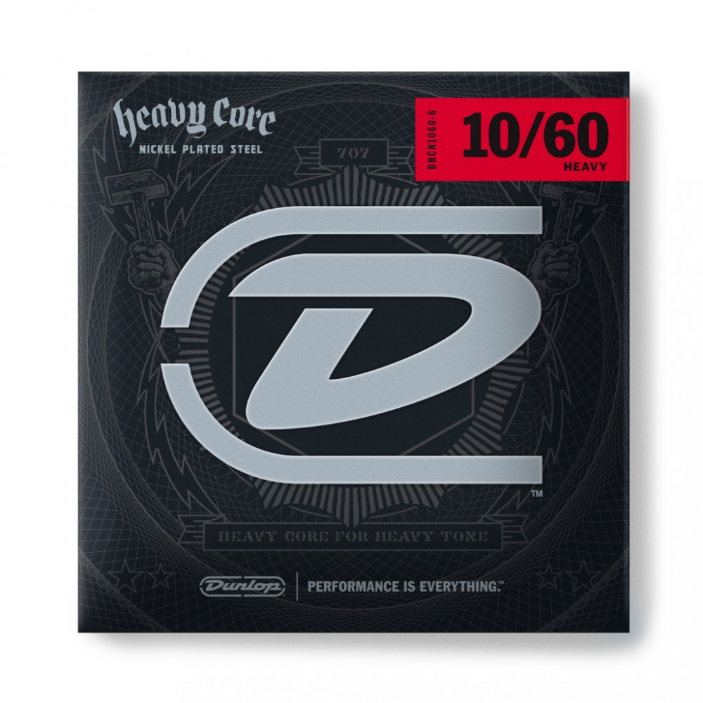 DHCN1060-6 Heavy Core Комплект струн для электрогитары, никелированные, 10-60, Dunlop 