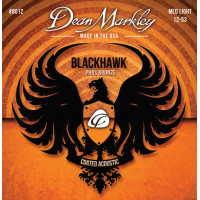 Комплект струн для акустической гитары,с покрытием Dean Markley DM8012 Blackhawk Pure Bronze, 12-53