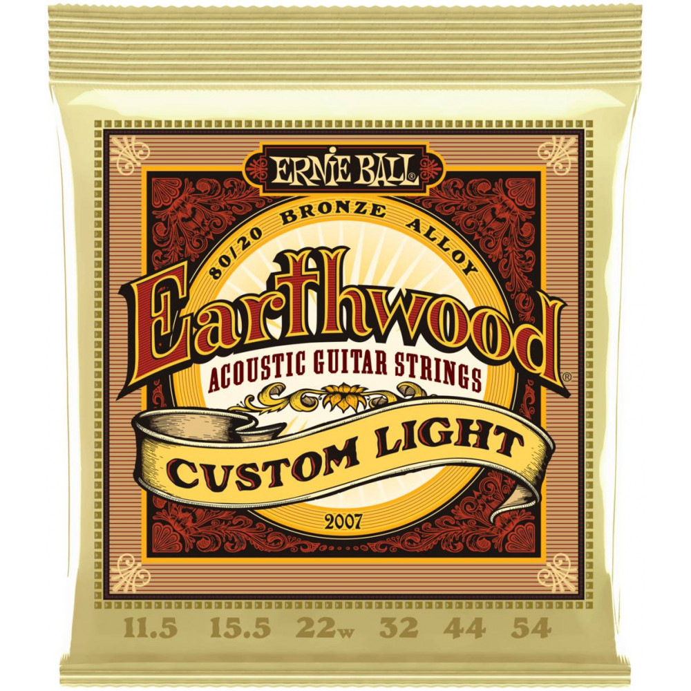 Струны для акустической гитары ERNIE BALL 2007 Earthwood 80/20 Bronze Custom Light 11.5-54
