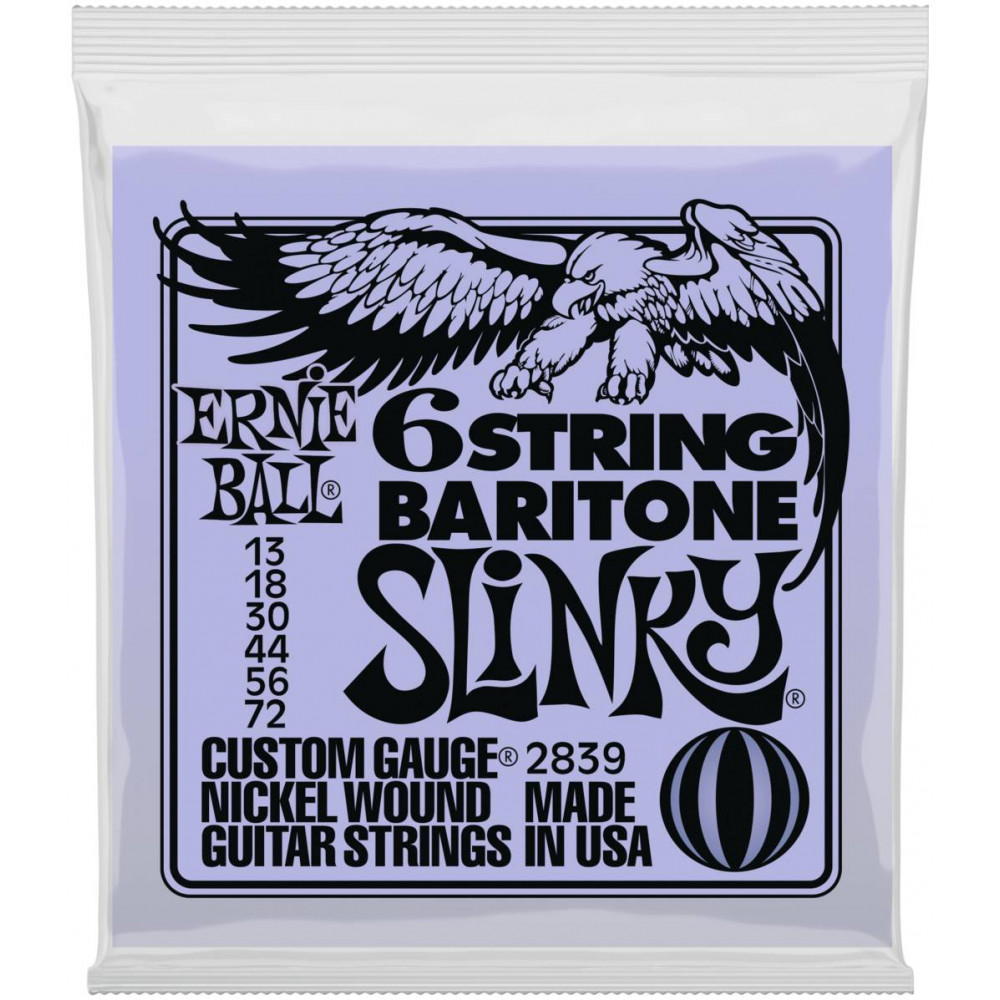 Струны для баритон-гитары ERNIE BALL 2839 Nickel Wound 5/8 Scale Slinky 13-72