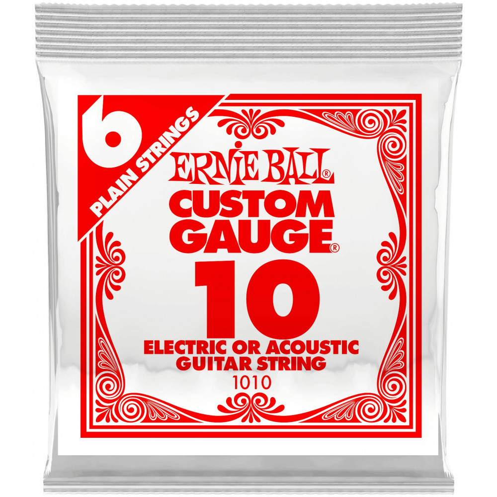 ERNIE BALL 1010 Plain Steel .010 - Струна одиночная для акустической и электрогитары