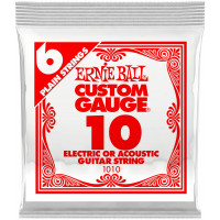 Струна одиночная для акустической и электрогитары ERNIE BALL 1010 Plain Steel .010